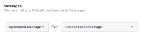 Tipul de anunțuri pentru mesaje sponsorizate de Facebook