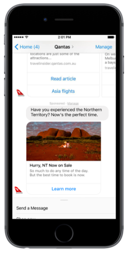 Mesaje sponsorizate de Facebook Qantas