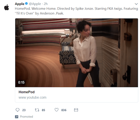 Video kartu situs web Twitter Apple