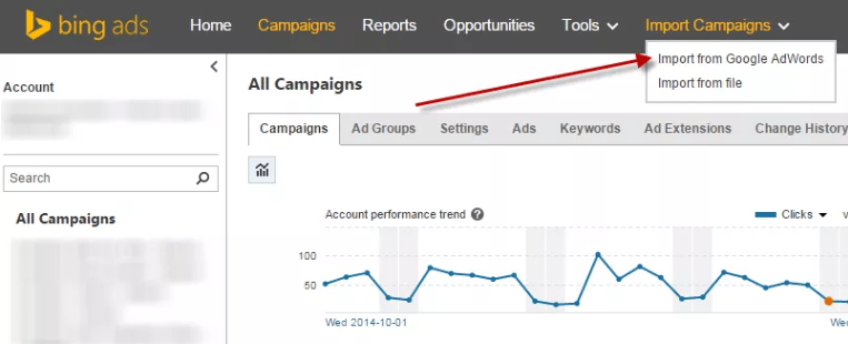 publicidade em mecanismos de pesquisa importar Google Ads