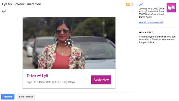 Reclame Gmail Lyft