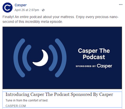 Casper ポスト クリック ランディング ページ ポッドキャスト Facebook 広告