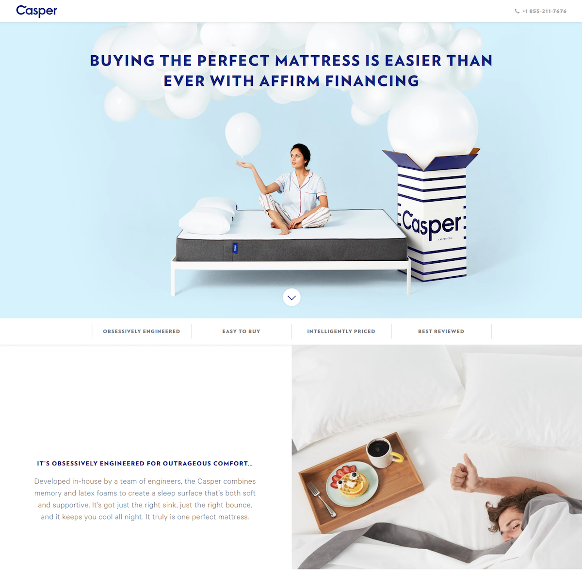 Casper ポスト クリック ランディング ページの資金調達