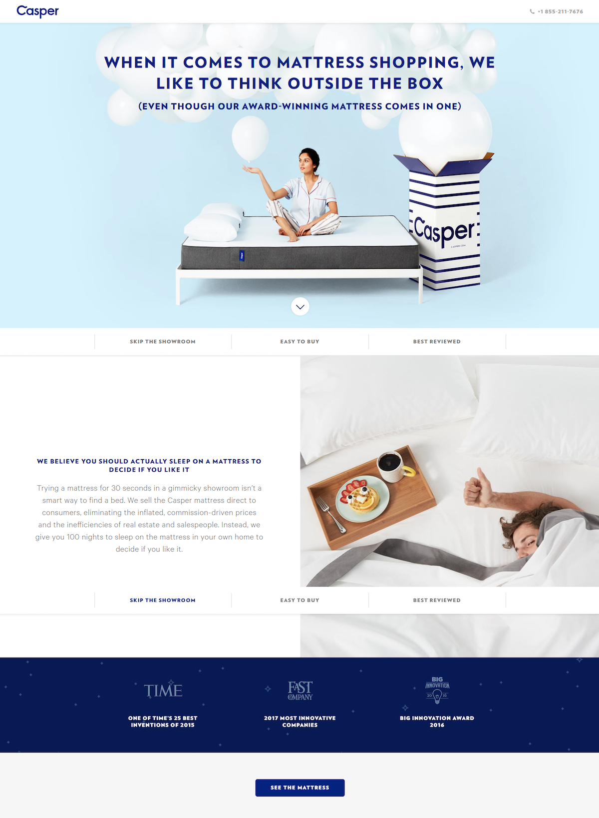 Casper ポスト クリック ランディング ページが受賞