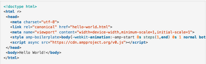 Screenshot che mostra come funziona il tag HTML AMP