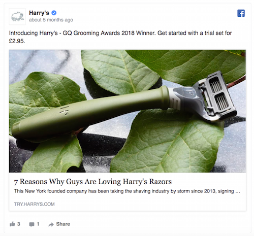 cópia do anúncio Harry's Razors