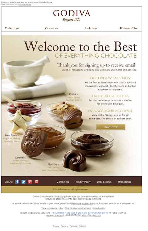 personalizzare le email Godiva