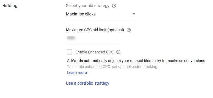 sélectionner la stratégie d'enchères pour la campagne de publicité display Goolge Ads
