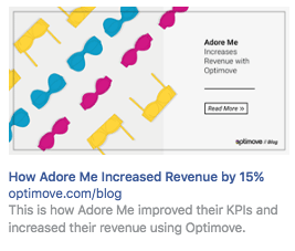 Screenshot of Optimove's Facebook ad headline