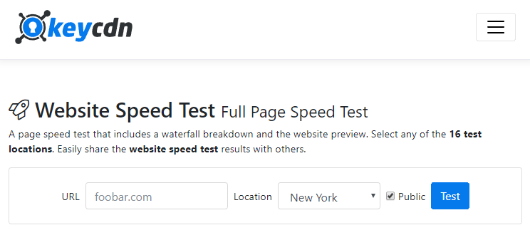 инструменты скорости страницы KeyCDN