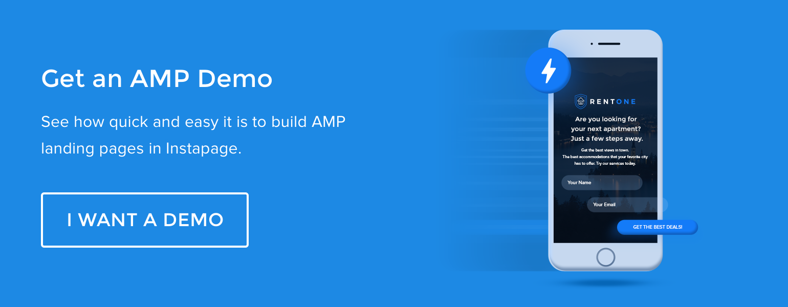 Демонстрация целевых страниц AMP после клика