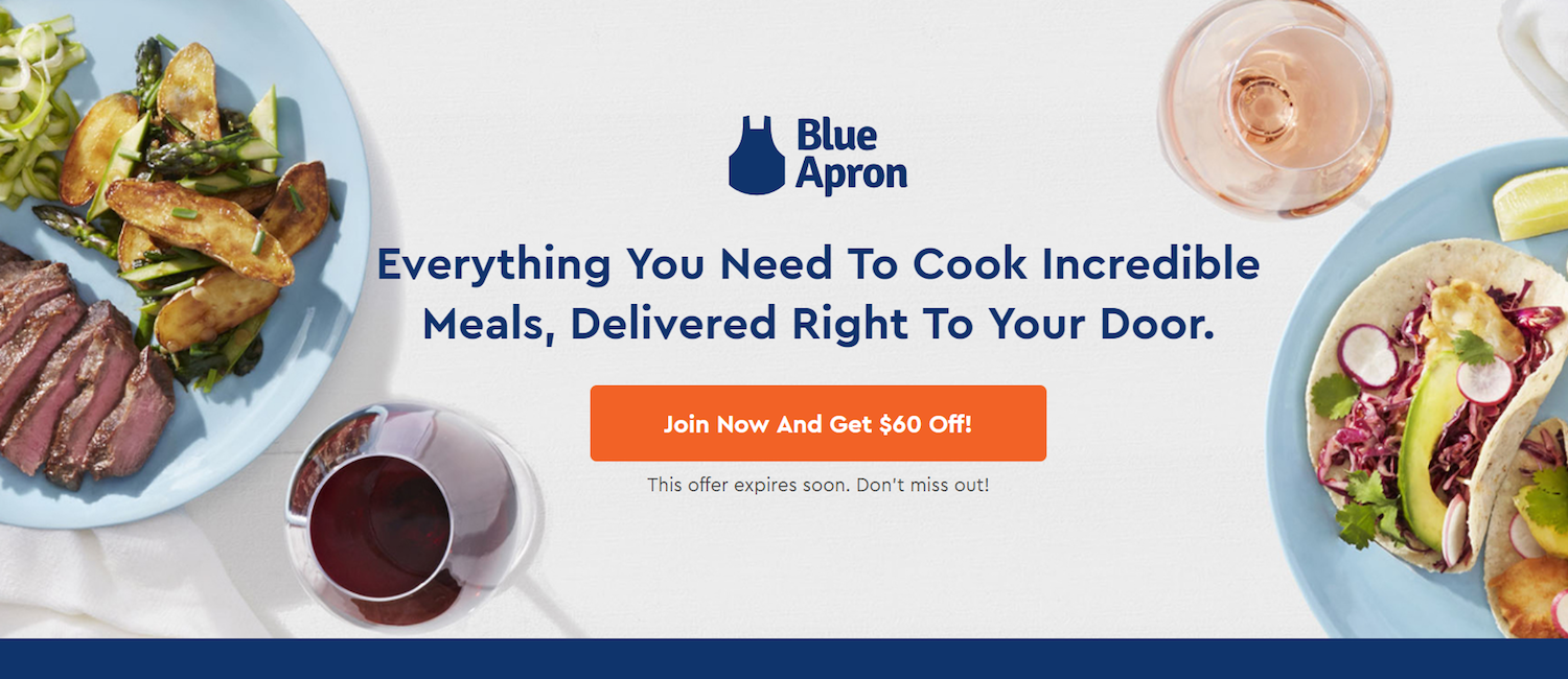 целевая страница электронной коммерции после клика Blue Apron