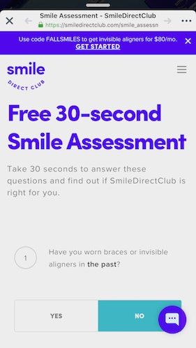 Facebook Collection Smile Direct Club 点击后登陆页面