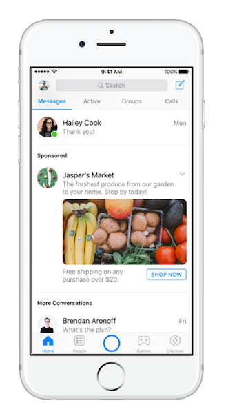 Facebook formatiert Messenger Ads