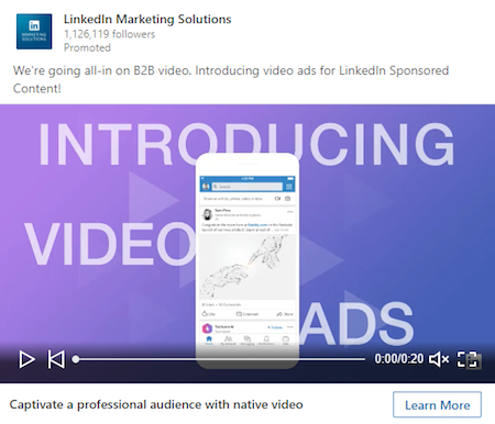 LinkedIn video reklam örneği