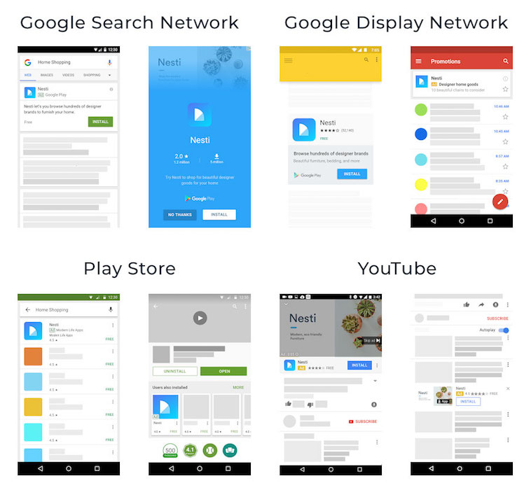 Annunci per l'installazione di app Google