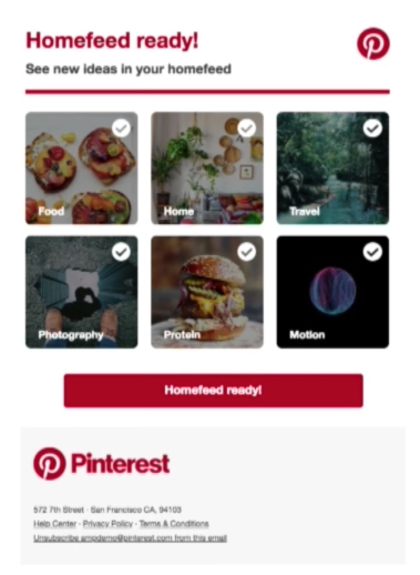 이메일 및 AMP Pinterest 홈피드 준비