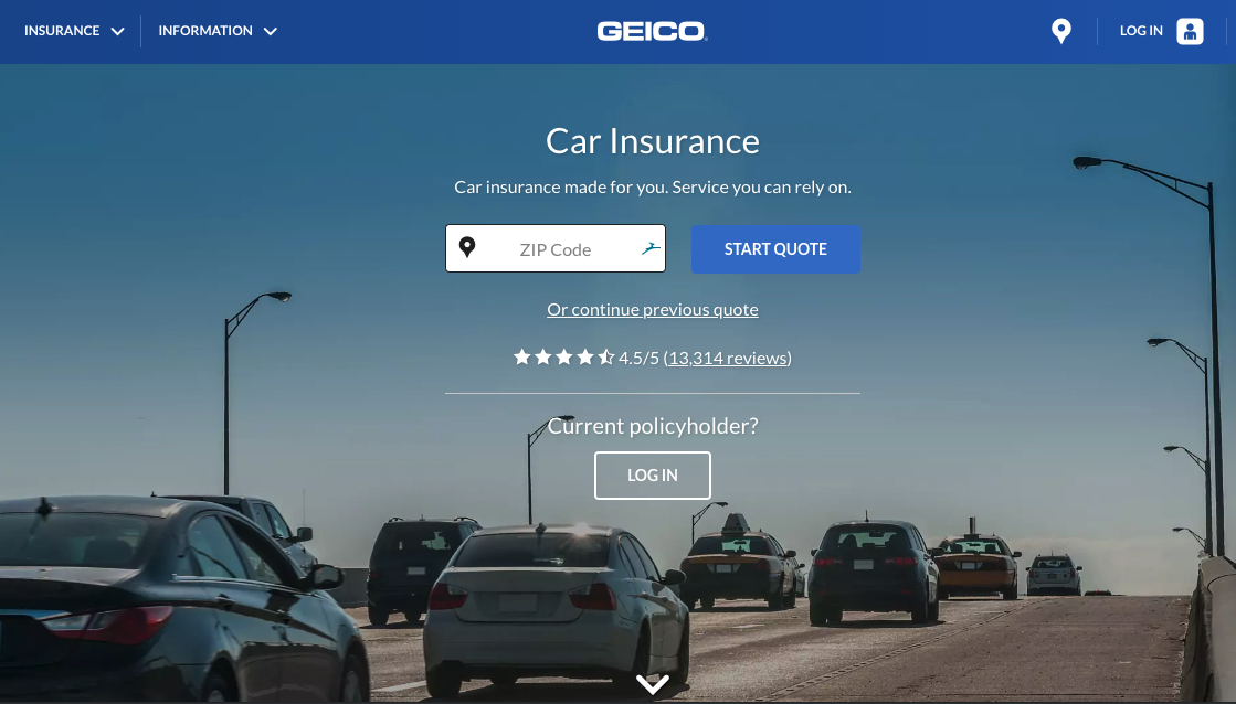 GEICO 保险页面