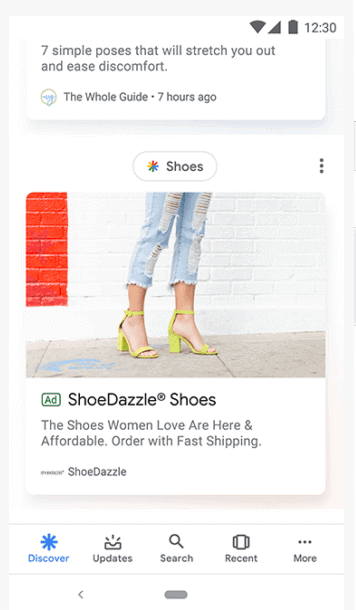 Пример рекламы Google Discovery