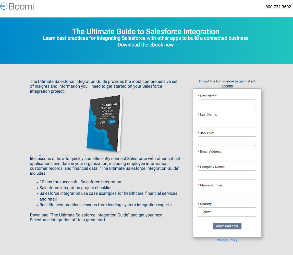 Pagina de integrare Dell Boomi Salesforce