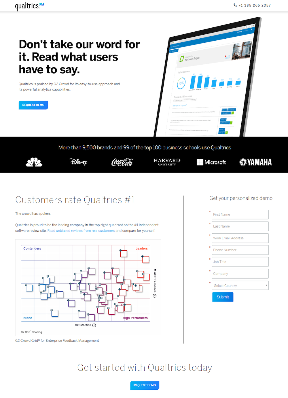 Qualtrics отображает целевую страницу ретаргетинговой рекламы