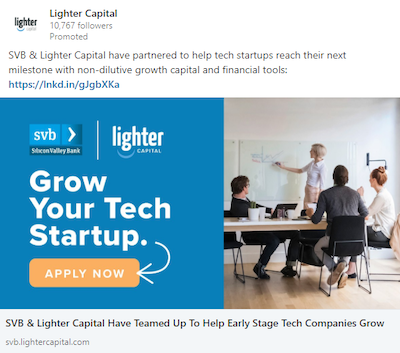 Ретаргетинговая реклама Lighter Capital LinkedIn