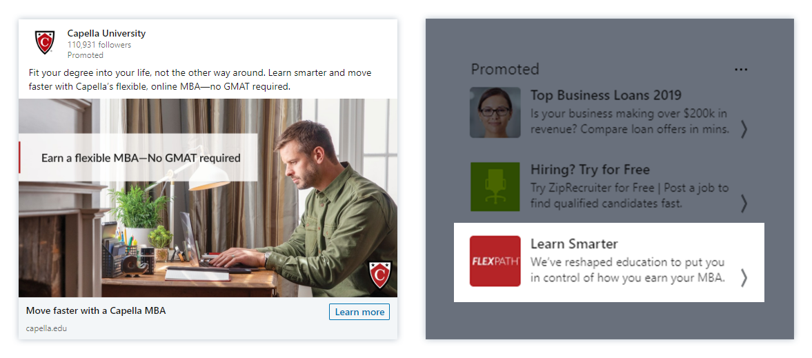 卡佩拉大学 LinkedIn 重定向广告