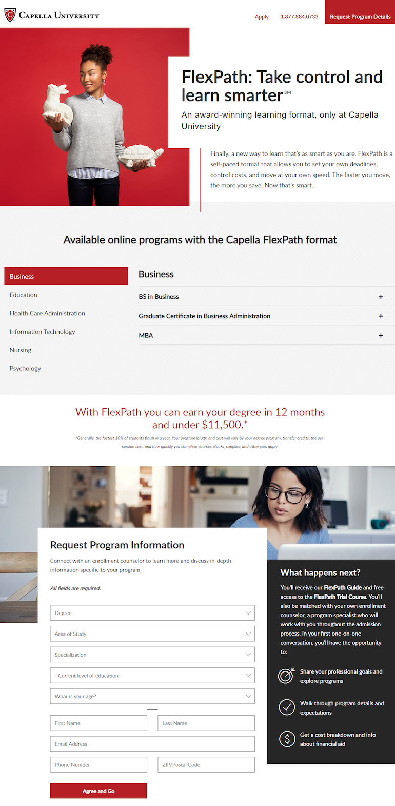 Capella FlexPath 融资登陆页面