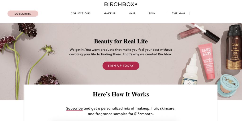 Birchbox 如何运作着陆页