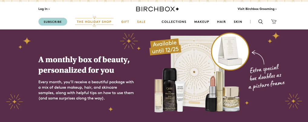 Birchbox $1 附加链接着陆页