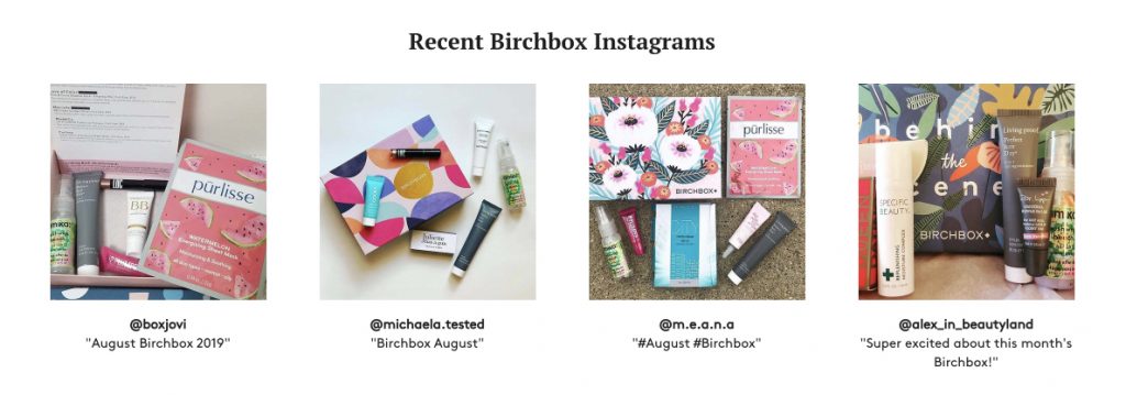 Birchbox 着陆页社会证明