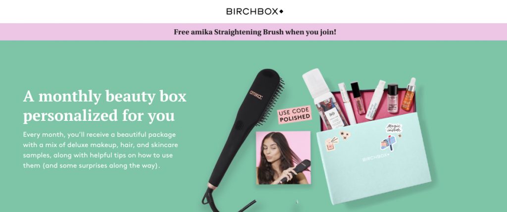 Birchbox Amika 附加链接扩展着陆页