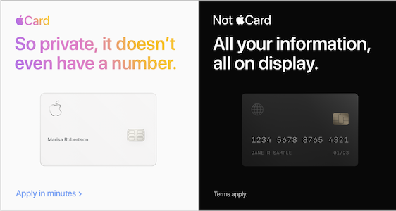 Медийная реклама конфиденциальности Apple Card