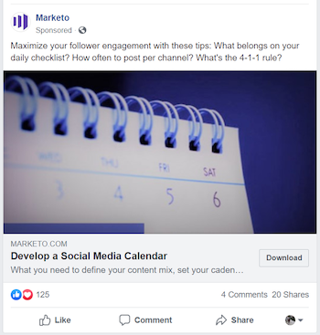 コンテンツ広告 Marketo Facebook 広告