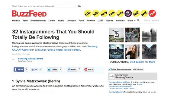 コンテンツ広告のネイティブ Buzzfeed の例