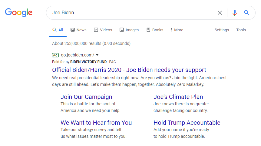 joe biden google araması