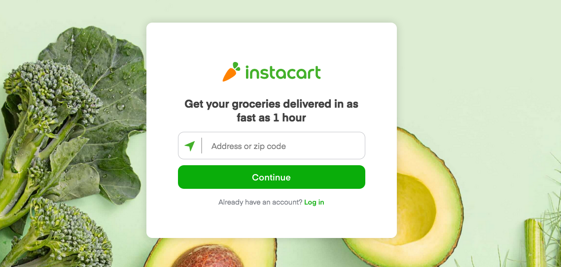 instacart登陆页面示例