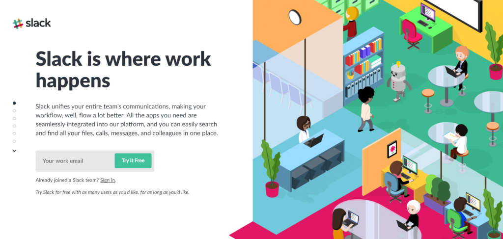 Лучшая целевая страница Примеры Slack