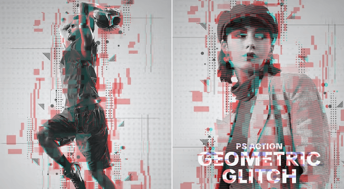 Acțiune Photoshop Glitch geometric