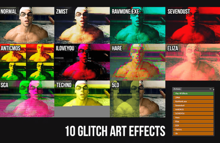 Acciones de Photoshop de Glitch Art