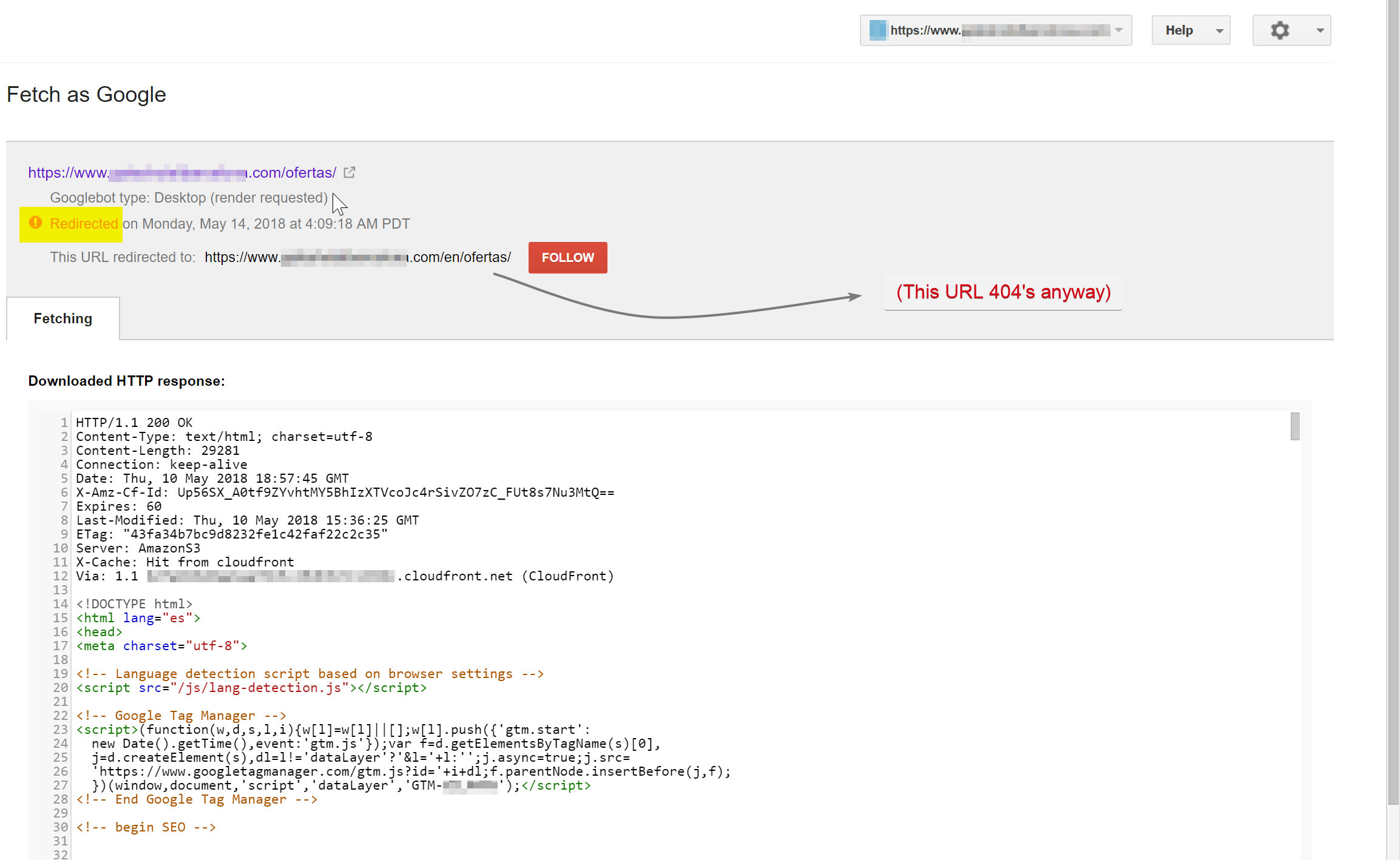 redirection js défectueuse