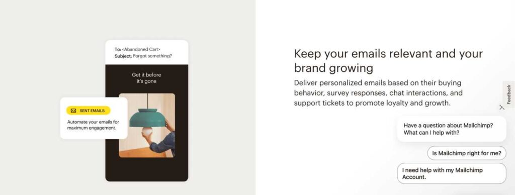 หน้าแรกของ Mailchimp