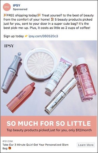 مثال مسابقة IPSY عبر الإنترنت