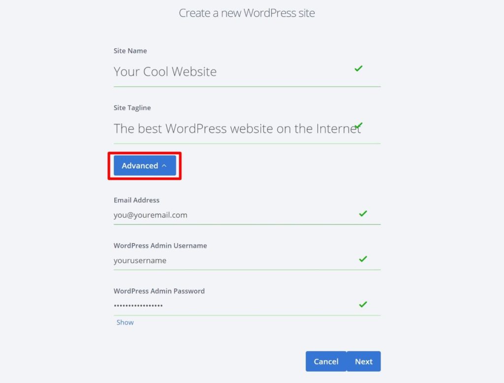 Bluehost WordPress 설치 마법사