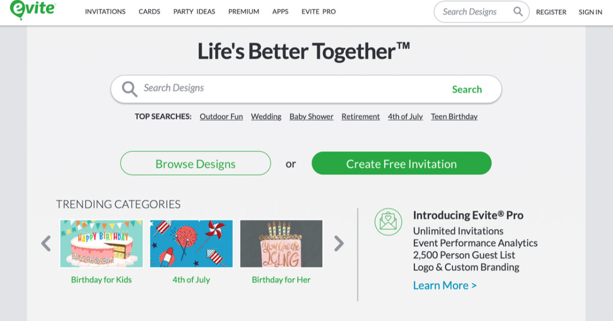 evite designer di strumenti per inviti di nozze online