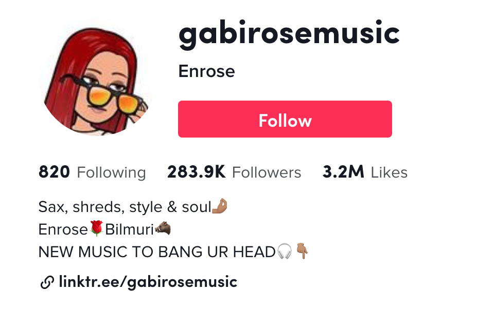 Contoh biografi TikTok: Gabi Rose