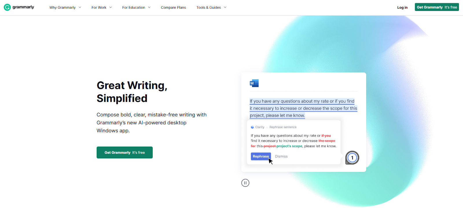 Grammarly 内容营销工具截图