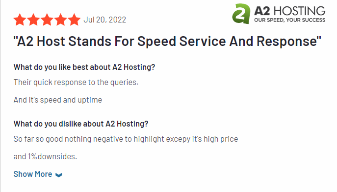 A2 Hosting Review on G2 7