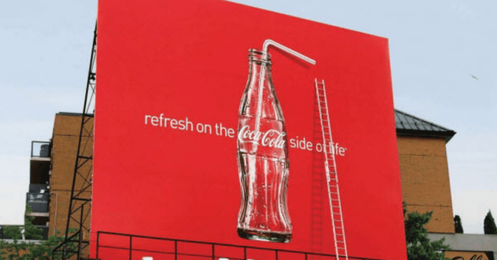 annuncio poster per esterni coco cola con scaletta