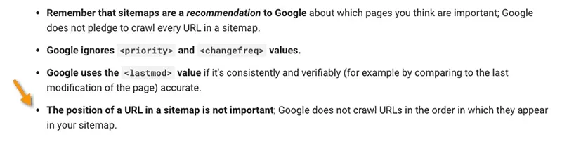 屏幕截圖顯示了 Google 的一般站點地圖指南。